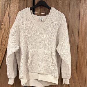 PINK Victoria's Secret Cream V-Neck Sherpa pull over